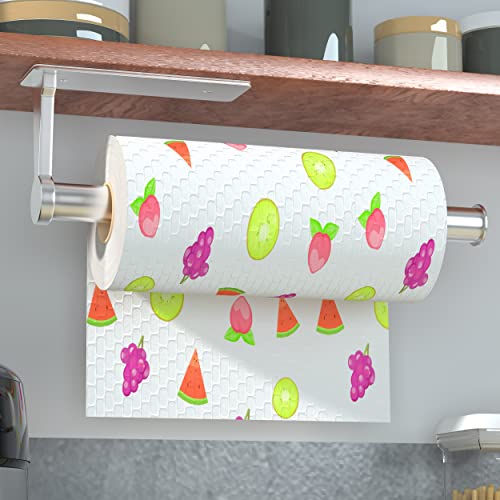Fishoney Portarrollos Cocina, Porta Rollos de Papel Cocina, Portarrollos para Papel Higiénico, Portarollos Papel Higiénico, Soporte Papel Cocina, Portarrollos Baño, con Adhesivo y Tornillo (Plata) Cover