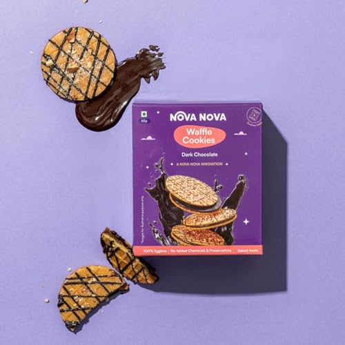 Image of Nova Nova Dark Chocolate Waffle Cookies - Box of 6 - Vegetarian, 100% Eggless | No Added Preservatives (65g)