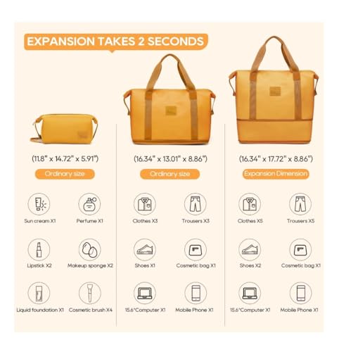 Expandable Travel Duffle Bag - Yellow2