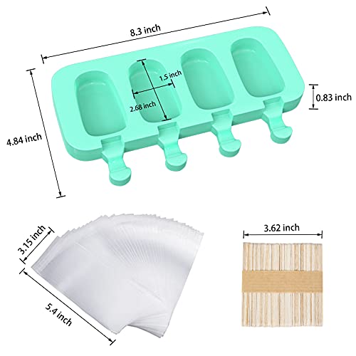 Popsicles Molds, Ozera 2 Pack Homemade Cake Pop Molds, Reusable Silicone Popcical Molds Maker Ice Pop Cream Molds Cakesicle Molds With 50 Wooden Sticks & 50 Popsicle Bags #TOP5