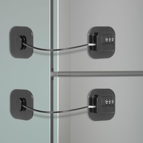 KOVOSCH - KOVOSCH Kühlschrank-Schloss für Kinder mit Schlüssel,kühlschrank schloss,fensterschlösser,schrankschlösser,fensterschlösser für kindersicherheit,babyschrank sicherheitsschloss (Schwarz A, 2 Stück)