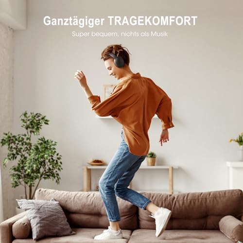 Bluetooth Kopfhörer Over-Ear,90 Std Kopfhörer Kabellos Bluetooth Over Ear mit 3 EQ-Modi,HiFi-Stereo Faltbares Wireless Headphones für Reisen/Büro/Handy/PC-Schwarz – Bild 5