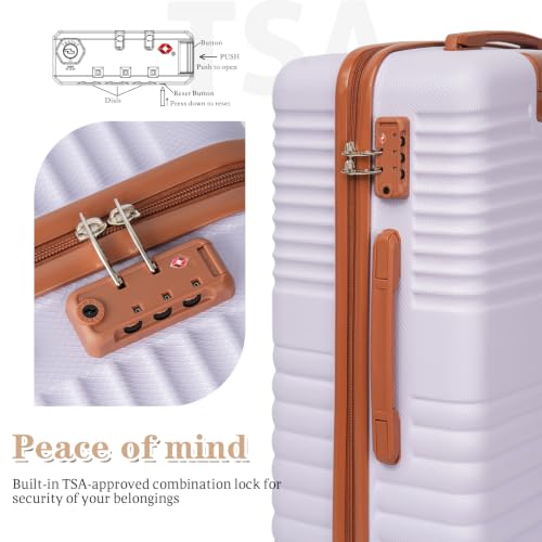 Image of Cobens Luggage Sets 5 Piece, Suitcases with Wheels, 20 inch /24 inch /28 inch,Purple
