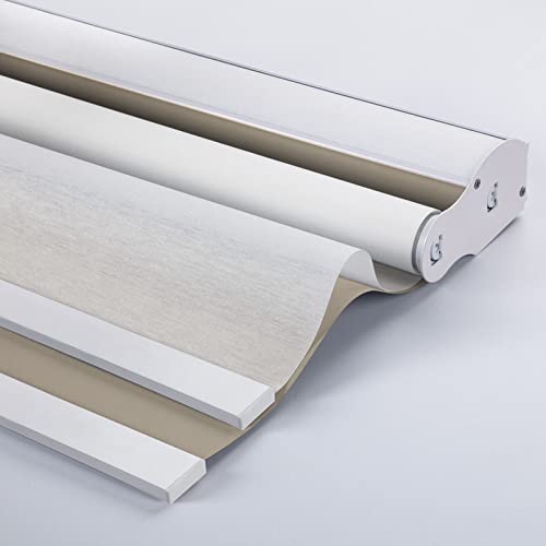 Zshine Day and Night Dual Layers Manual Safe Cordless Roller Blinds Shades Suitable for Home, Office, Hotel, Club, Restaurant, Cinema Windows (Light Coffee 82010T)