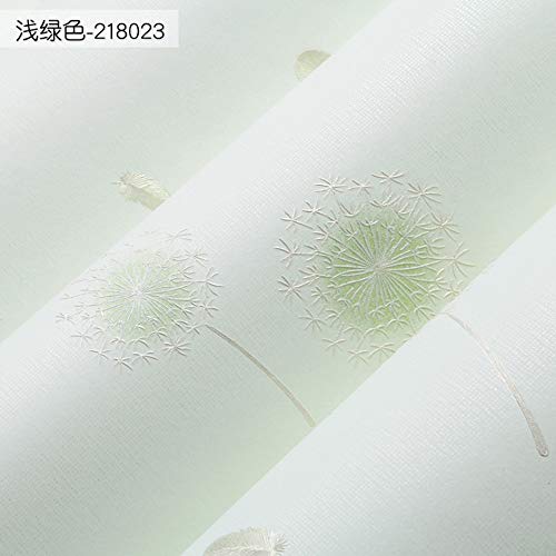 MEAIHOME Modern Minimalist Non-Woven Wallpaper Fresh Pastoral 3D Dandelion Flowers Bedroom Living Room Children's Room Decoration 1.73'W x 32.8'L Non-Pasted (Light Green) - Image 3
