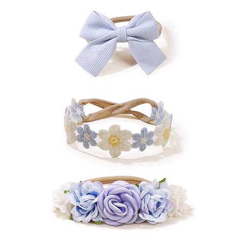 Image of BFNAAgirl New Model Baby Girl Nylon Headbands Nylon Flower Elastic Hairbands 3pcs Hair Accessories Gift for Newborn Infant Toddlers (BF-XKFD006)