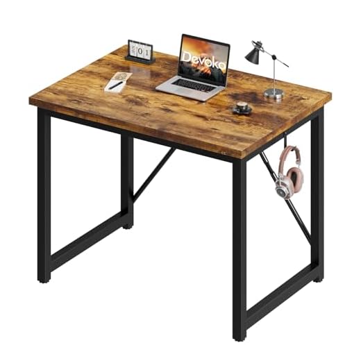 Devoko Computer Desk 80 x 50 x 75 cm, Home Office desk, Study Writing Desk Small Desks for Small Spaces, Laptop Table for Home Workstations, Industrial Design Black Desk Metal Frame, Rustic Brown 23 Devoko Computer Desk 80 x 50 x 75 cm, Home Office, Study Writing Desks Small Desks for Small Spaces, Laptop Table for Home Workstations, Industrial Design Black Desk Metal Frame, Rustic Brown