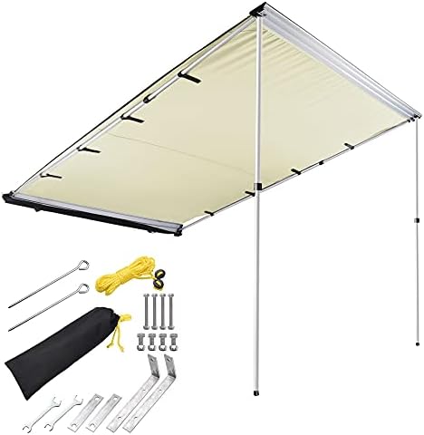 Yescom 6.6x8.2' Car Side Awning Rooftop Pull Out Tent Shelter PU2000mm UV50+ Shade SUV Outdoor Camping Travel Beige