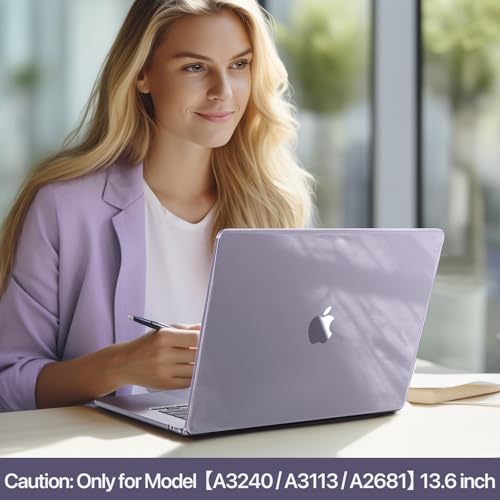 Image of Soonjet Compatible with MacBook Air 13 inch Case, Crystal Clear Shell, Fits 2022-2026 M5 /M4 /M3 /M2 A3449 A3240 A3113 A2681, Color-Matched Transparent Design for All MacBook Air 13.6 inch