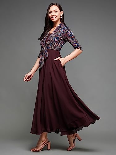 Image of Miss Chase Women's Round Neck Cap Sleeves Lace Knee -Long Skater Dress
