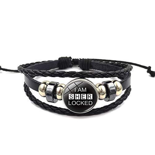 RVM Jewels Sherlock Holmes Inspired I Am SherLocked Leather Bracelet Fashion Jewellery Accessory for Men and Women (B09WBY2RFV) Amazon Price History, Amazon Price Tracker