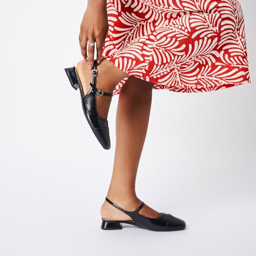 Image of C.Paravano Women's Square Toe Slingback Block Heel Sandals