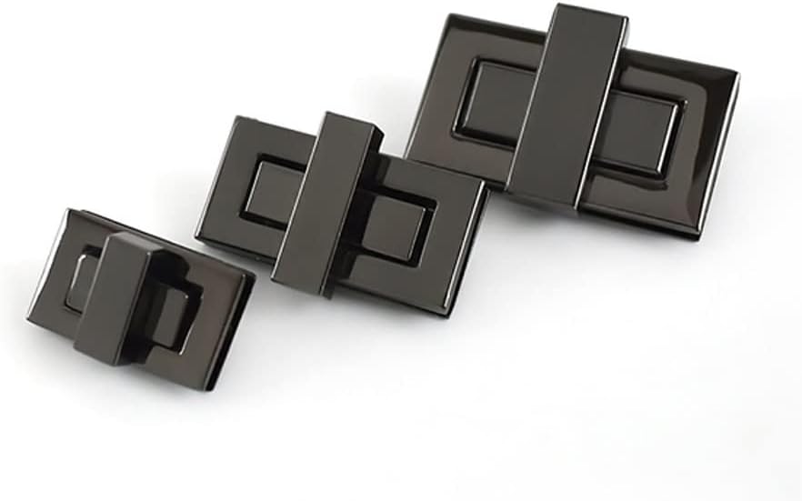 Rectangle Metal Turn Lock Buckles Handbag Bag Purse Hardware Closure Clasp Bags Parts Accessories(Black,44x22mm)
