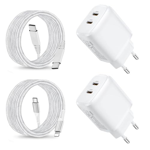 Cargador iPhone Carga Rapida,25W Cargador para iPad Pro 13/12.9/11/Air 2 3 4 5/Mini 2-6/iPad 4 5 6 7 8 9 10 Generación A16 2015,iPhone 16 Pro/16 Pro Max/15 14 13 12 Carga Rapida Enchufe USB C y Cable