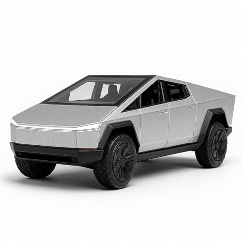 Image of Diecast Cybertruck Car Model - 1:36 Scale Tesla Alloy Car with Light & Sound, Pull-Back Action, Collectible Vehicle Toy for Kids & Collectors, Gift for Boys & Enthusiasts (Color As Per Stock)
