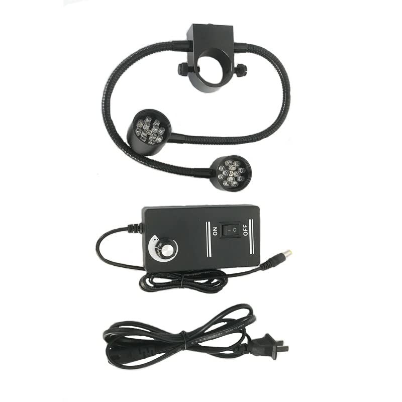 Microscope 22-32MM 3W Dual Gooseneck Lights 2 X12 LED Bulb Goose Neck Illuminator Lamp for Stereo Microscope Camera Magnifier(25.5mm Diameter)