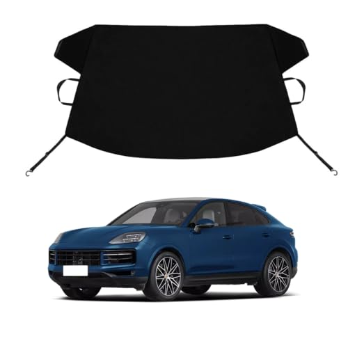 Image of Cayenne Custom Windshield Cover for Ice and Snow Por-s-Che Cayenne Heavy Duty 600D Oxford Fabric Windshield Protector Fit Waterproof Frost Snow Cover Winter Car Accessories