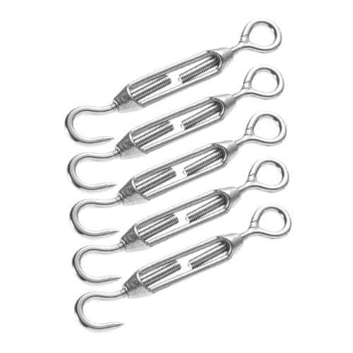 Cabilock juego de 5 tensores ajustables de acero inoxidable para cable con gancho para instalación de cuerda miniatura 1