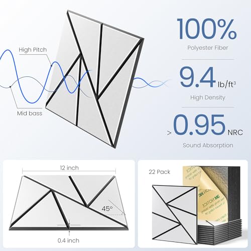 Image of 22 Pack Self-Adhesive Acoustic Panels, Sound Proof Foam Panels for Walls