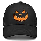 Halloween Hat Pumpkin Hat Horror Baseball Cap Scary Pumpkin Face Funny Hats Black for Men Women Embroidered Dad Hat