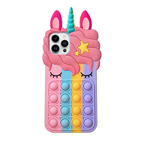 Asgens Bulles Pop Coque pour iPhone 6/6S/7/8/SE 2020,Mignon Belle Bande Dessinée Licorne...