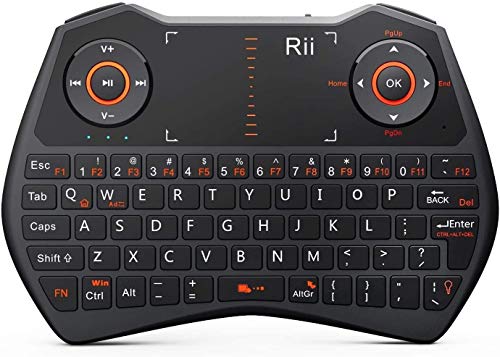 reiie Rii i28 5 in 1 Wireless Mini Keyboard/Touchpad/Flying Mouse/Earphone Jack/Backlit Work for PC,Raspberry Pi 2 3, Android TV Box,XBMC,Windows 7 8 10