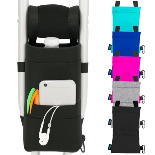 Vive Crutch Bag & Hand Grip Pads - Water-Resistant Pouch with Foam Padding - Tote for Broken Leg Crutches with Storage Pockets - Ergonomic, Orthopedic, Lightweight - Medical Crutch Accessories (Black)