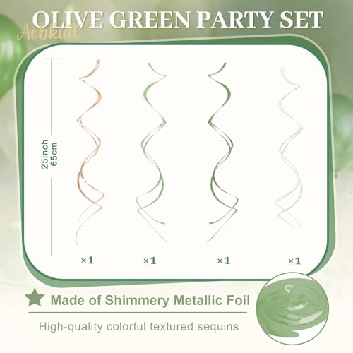 Image of AOBKIAT Sage Green Party Decorations Kit for Birthday,Netural Baby Shower | Paper Decor with Flower,Lantern,Party Garland,Streamers for Bridal Shower,Boho Wedding,Bachelorette,Woodland Theme Parties