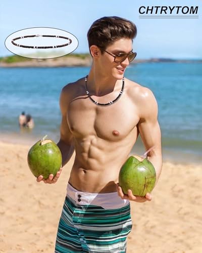 6Pcs Puka Shell Necklace Men Seashell Surfer Necklace for Men Women Hawaiian Choker White Necklaces Set Summer Beach Jewelry2