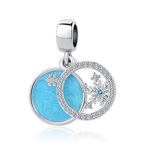 Snowflake Winter Dangle Charm Christmas Green Enamel Dangle Bead for Pandora Bracelet3