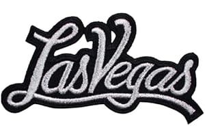 Sparkling Las Vegas Iconic Badge 4" Silver/Black Iron on Patch