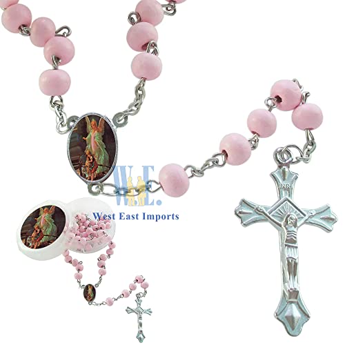 Baptism Scented Rosary Favor - 12 Pcs Guardian Angel Baptism Pink Rosaries With Individual Gift Box Christening Gift #TOP6