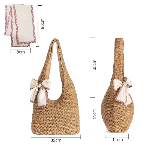 Bolso de Playa de Paja para Mujer Tote miniatura 4