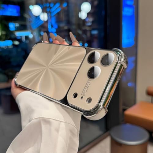RNOZX For iPhone 16 Pro Max�p �������b�L���H CD�e�N�X�`�� ���[�U�[�P�[�X �_�Y���I�[�����A�[�}�[ �ϏՌ��J�o�[�iFor iPhone 16 Pro Max�p/�S�[���h�j