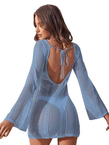 COZYEASE Women's Long Sleeve Backless Knitted...