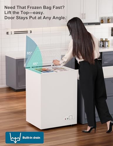 Image of 5.0 Cu.Ft Chest Deep Freezer with 2 Removable Baskets - Energy Efficient Ultra-Quiet and 6 Temp Manual Defrost - Free Standing Top Open Door for Home Garage Basement - White