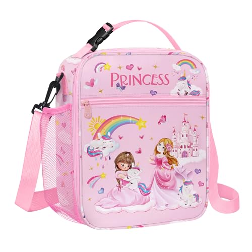 Clastyle Unicorn Insulated Lunch Bag Large Thermal Cooler Bag for Girl Picnic Lunch Box Tote Pink Unicron Castle