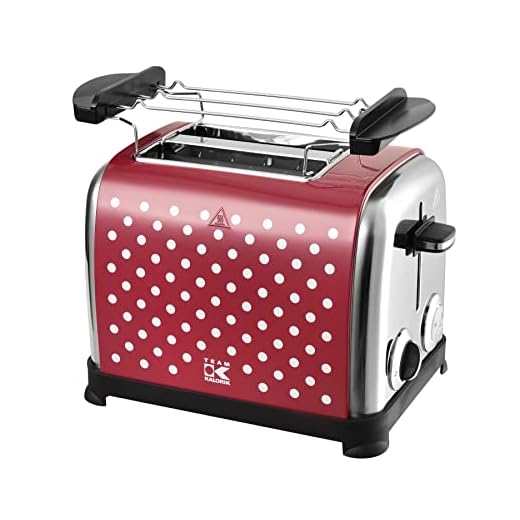 Kalorik TKG TO 1045 RWD N - Tostadora de 2 rebanadas con bandeja recogemigas integrada, 950 W, color rojo y blanco