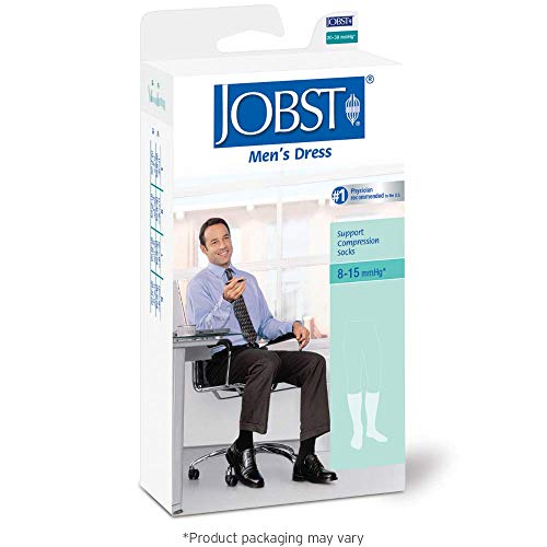 JOBST Mens Dress Knee High Closed Toe Compression Stockings, Professional Quality, Stylish Legware for All Day Comfort, with Elegant Rib Design, Compression Class- 8-153