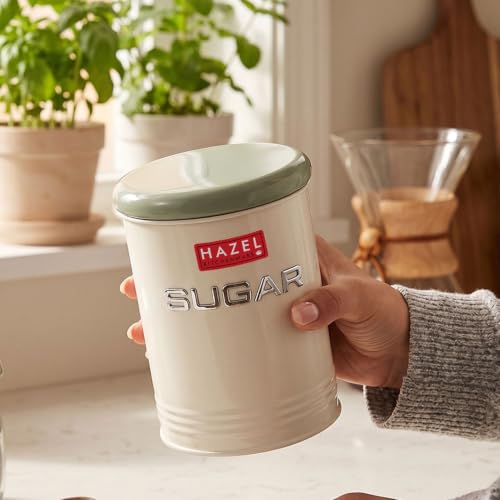 Image of HAZEL Sugar Container with Airtight Lid | Metal Kitchen Storage Jar for Sugar