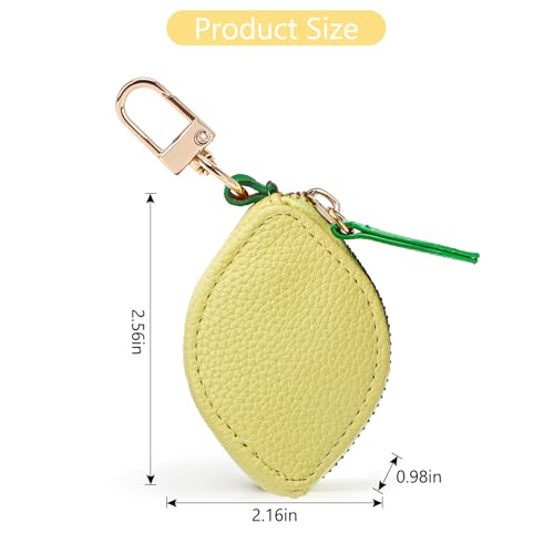 Metaku Cute Lemon Coin Pouch with Keychain, Yellow Mini Wallet Keychain for Women, Fun Fruit Charm Accessory for Bags and Backpacks3