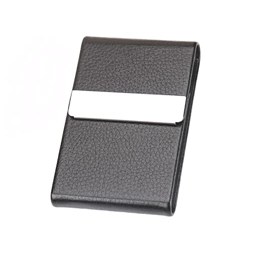 Fudian Olivier Acier Inoxydable Porte-Cartes de Visite Professionnelles pour Hommes Femmes Boîte Carte Durable Voyages Étui Porte Bureau Noir en PU Cartes (Noir) Cover