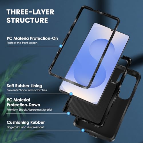 Cljlixcy Galaxy S25+ Case (6.7"), Drop Protection Full Body Heavy Duty Case,Shockproof/Drop/Dust Proof 3-Layer Protective Durable Cover for Samsung Galaxy S25+ 5G Black - image 2