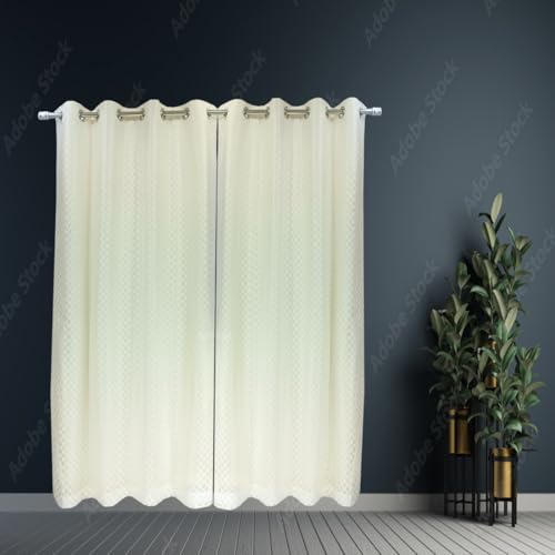 Image of Double Curtains 2 in 1 Embroidery Transparent Curtain with 80% Blackout Curtain Best for Every Interior Living Room Grommet(White 8ft Set 2)