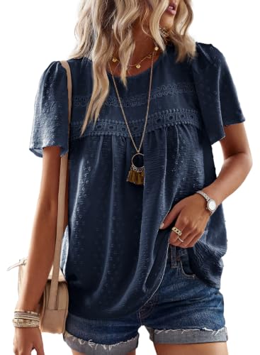 Image of Falechay Womens Summer Tops Flowy Boho Shirts Dressy Casual Short Sleeve