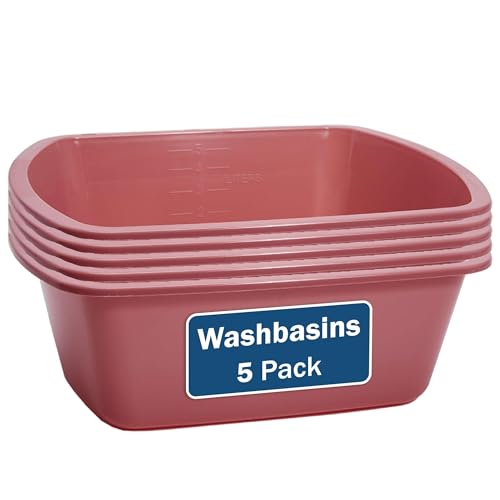 La Mejor Recopilación de Lavabos con borde del mes. 46 Lavabo de plástico – Paquete de 5 tinas rectangulares de plástico de 5 litros con borde enrollado, bueno para lavar extremidades y transportar líquido, bueno para hospitales,...