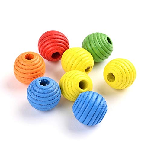 Perlin Wooden Beads Craft Kit, 50 Pieces Colourful Mixed Colors, 14 x 13 mm, for Threading DIY Projects, Klein