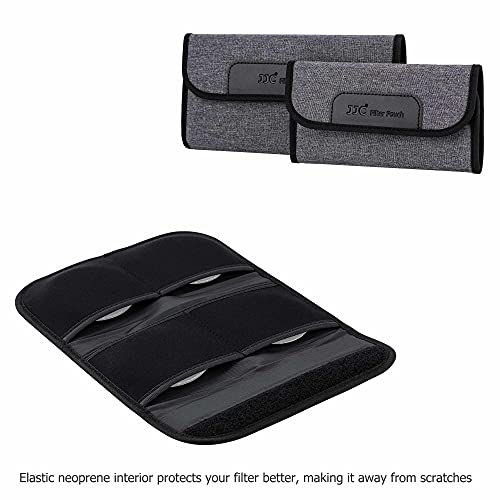 4-Pocket Lens Filter Pouch Case For Circular Filter Up To 82Mm (37Mm 40.5Mm 49Mm 52Mm 55Mm 58Mm 62Mm 67Mm 72Mm 77Mm), Dustproof Lens Filter Wallet With Padded Elastic Interior For Nd Uv Cpl Filter #TOP4