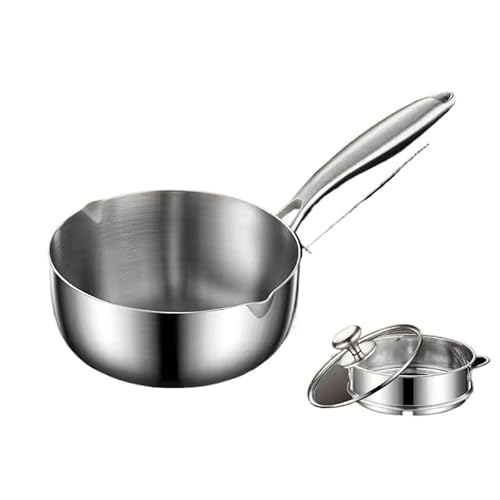 MoriNoka 16-22cm 5層鋼製ミルクポット 非接着性 健康無塗層 明火・電磁調理器対応 赤ちゃんの離乳食 深夜の麺料理 栄養満点の朝ごはん 家庭用キッチン調理器具