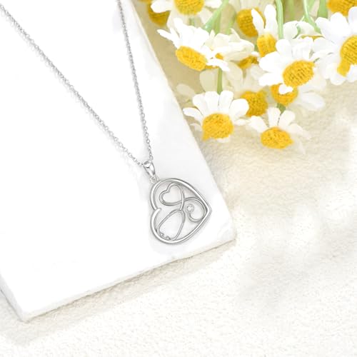 Diamond Stethoscope Necklace for Women 925 Sterling Silver Heart Pendant Gifts for Women Diamond Jewelry for Birthday Mother's Day Valentine's Day4
